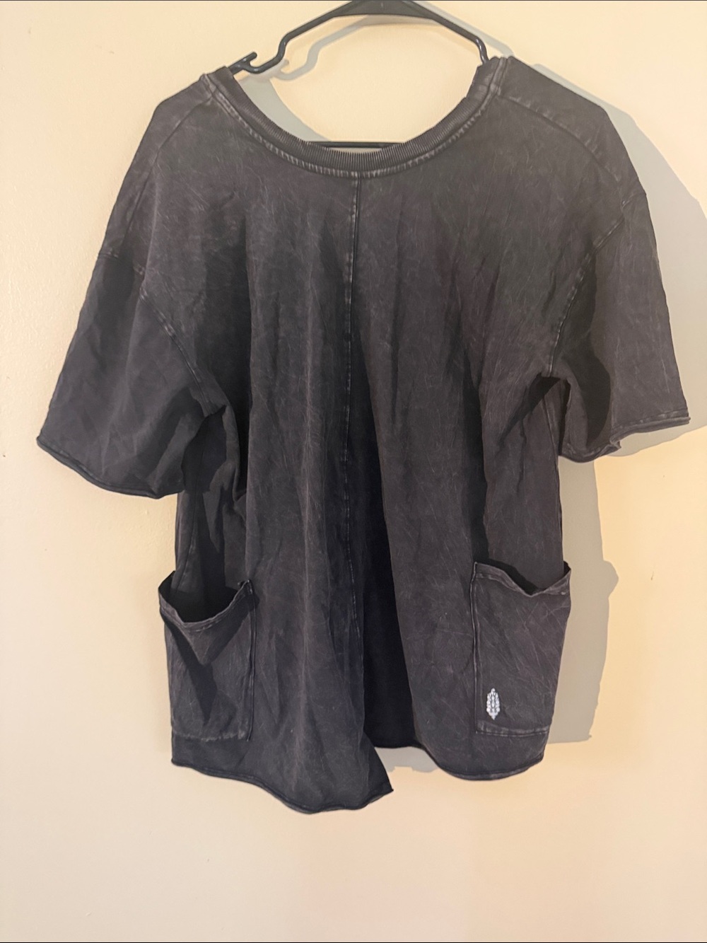FP Movement by Free People Washed Black Short-Sleeve Romper with Pockets